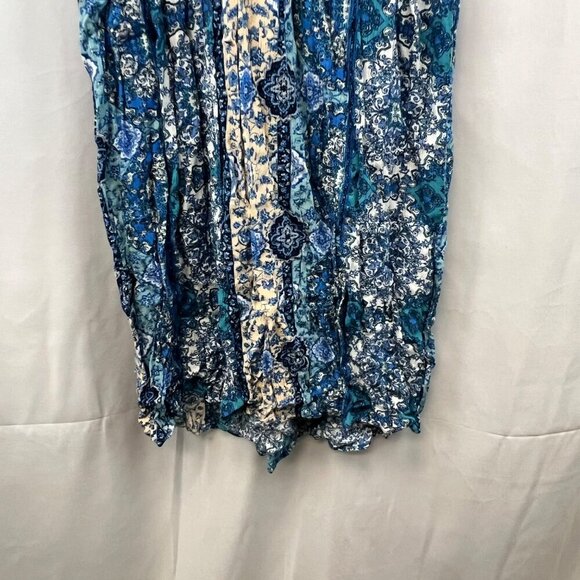Gypsies & Moondust Paisley Maxi Dress V-Neck Short Sleeve Blue/Multi Size Small - Picture 5 of 9